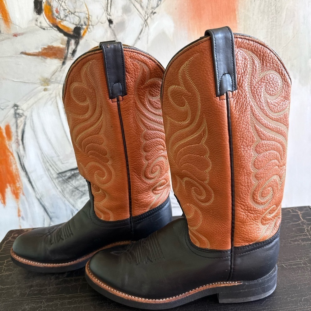 Brahma Black Wester Boots Classic Leather Design size 7